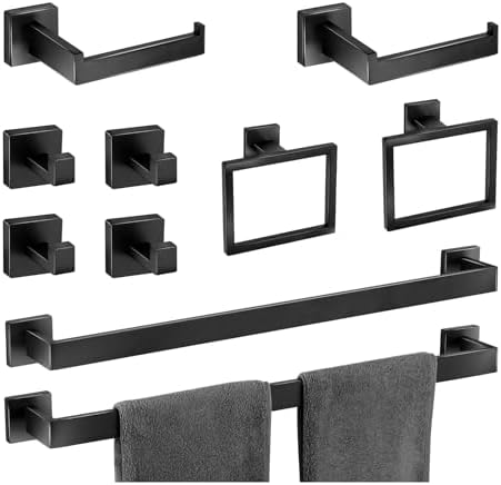 Koupelnové příslušenství |   Sada koupelnových doplňků 1 kus matná černá tyč na ručníky 24 palců, stojan na ručníky, kroužky z nerezové oceli, háčky na koupelnové pláště, nástěnný držák toaletního papíru. Koupelnové příslušenství Koupelnové příslušenství