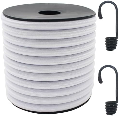 Plachty a upevňovací popruhy |   Zhflmy White 5/16In Bungee Cord 3Ft Roll, Dacron Polyester Elastický Kord pro DIY, Upínací Popruhy – Odolné Bungee Kordy pro Různé Aplikace Plachty a upevňovací popruhy Plachty a upevňovací popruhy